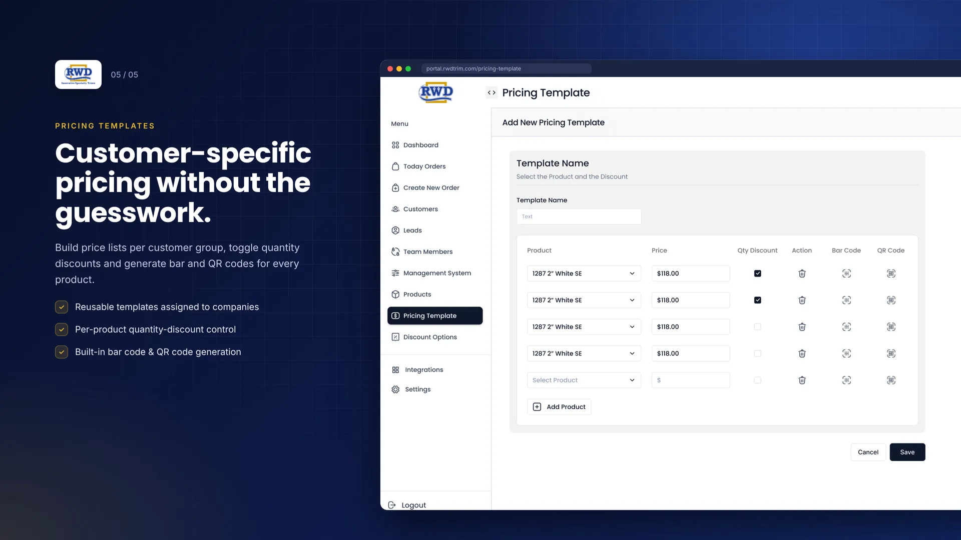 RWD Trim ERP project shot 2