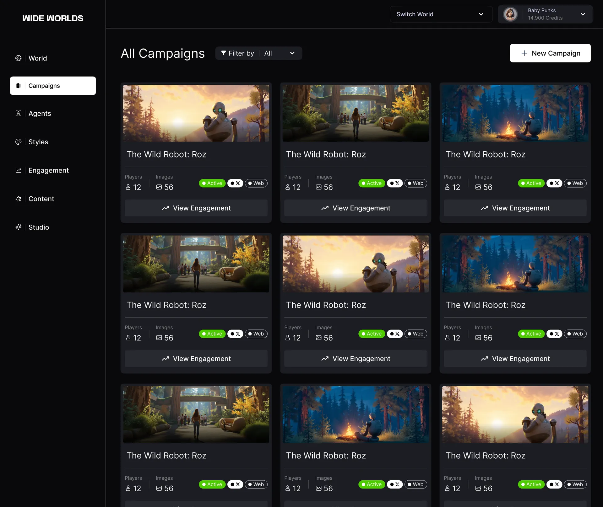 AI Platform UI Design | Wide Worlds Dashboard App — 03