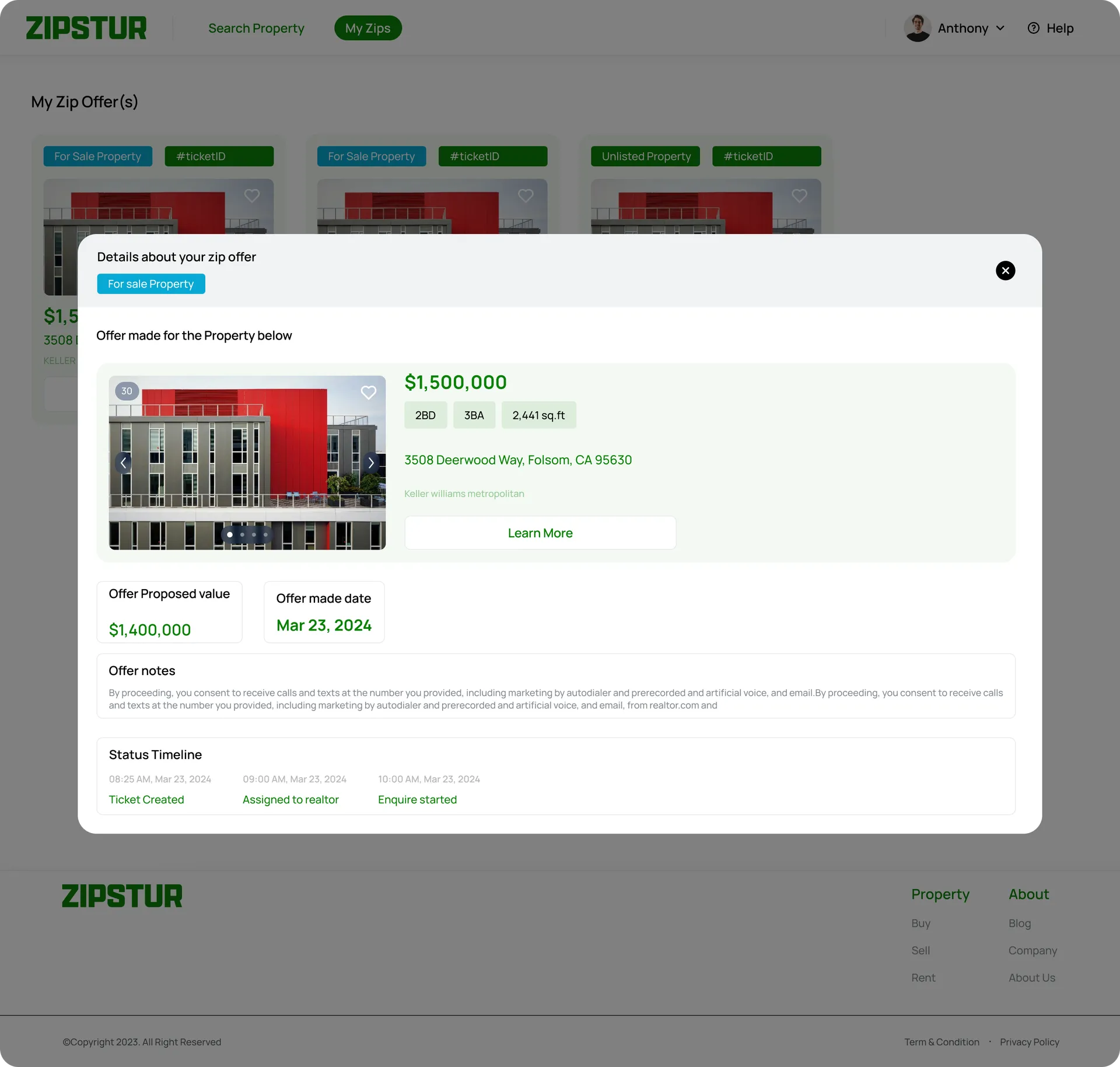 Zipstur — Real Estate Platform UI Design — 05