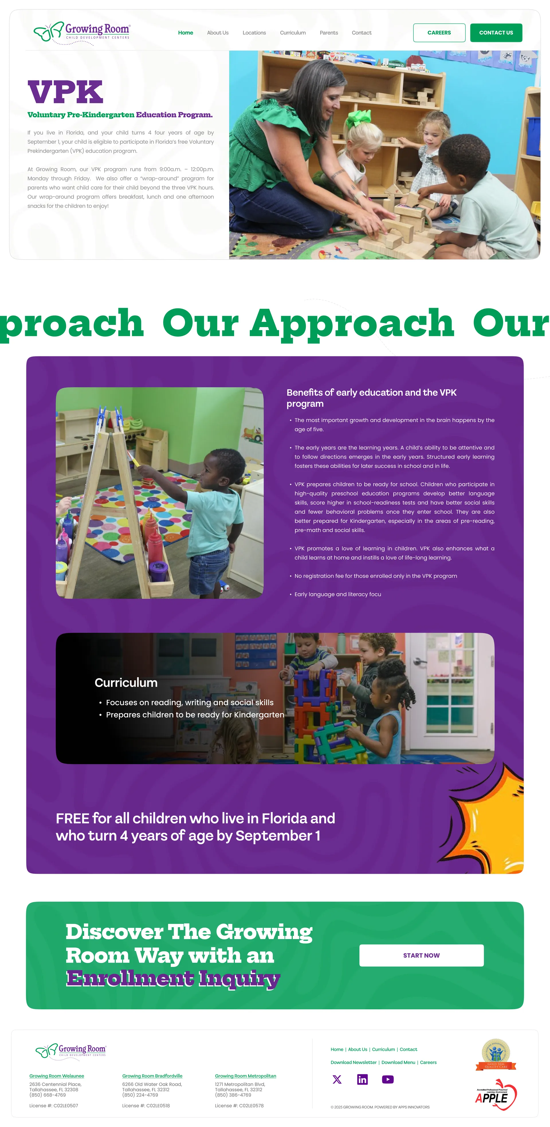 Growing Room — Childcare Center Website Design — 02