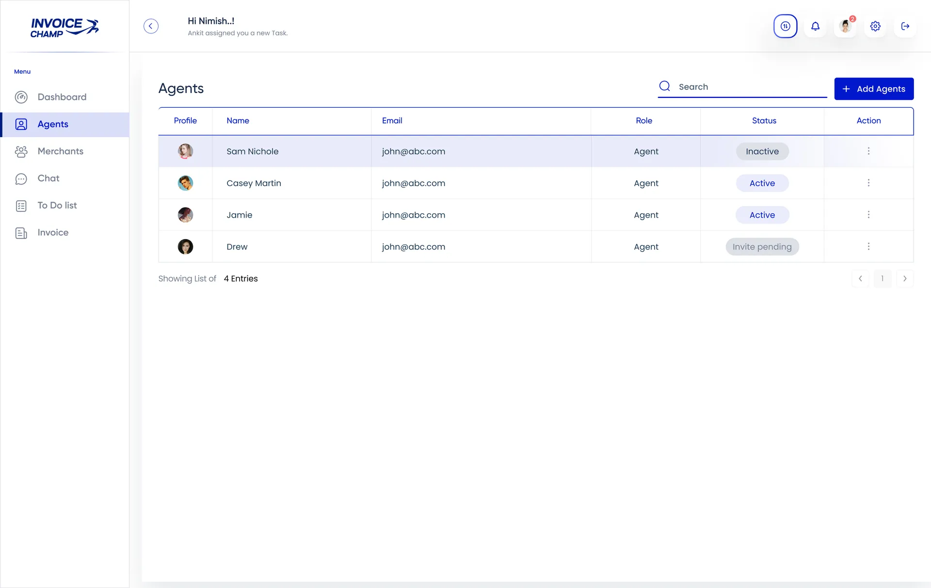 Invoice Champ — Invoicing SaaS Dashboard UI Design — 02