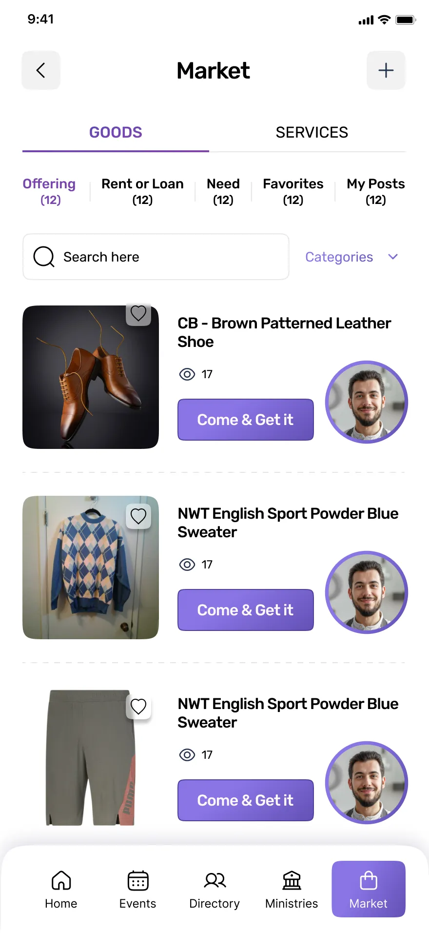 Church Community App — Prayer, Events & Marketplace UI — 04