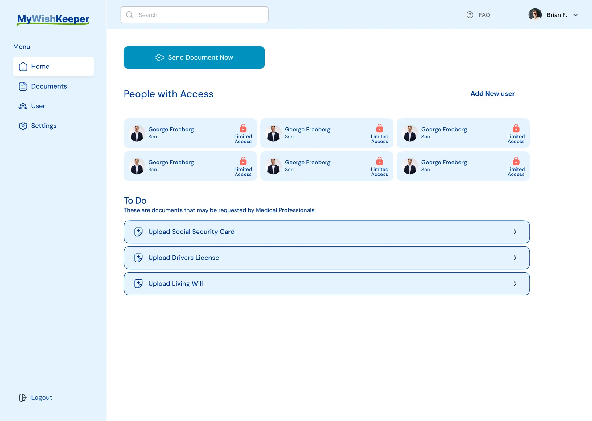 MyWishKeeper Document Vault Dashboard | Estate Plan UI — 02